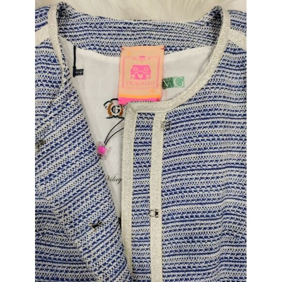 Vilagallo Tweed NWT Crop Embelished Luxury Artsey Preppy Twee Jacket 44/10 - Picture 6 of 16